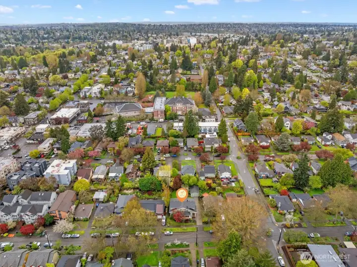 Aerial photo looking west. You can see Green Lake from this photo. Coveted Ravenna neighborhood short distance to Children's Hospital, UW, Amazon, downtown and 520. And located in the #1 sought after school cluster!