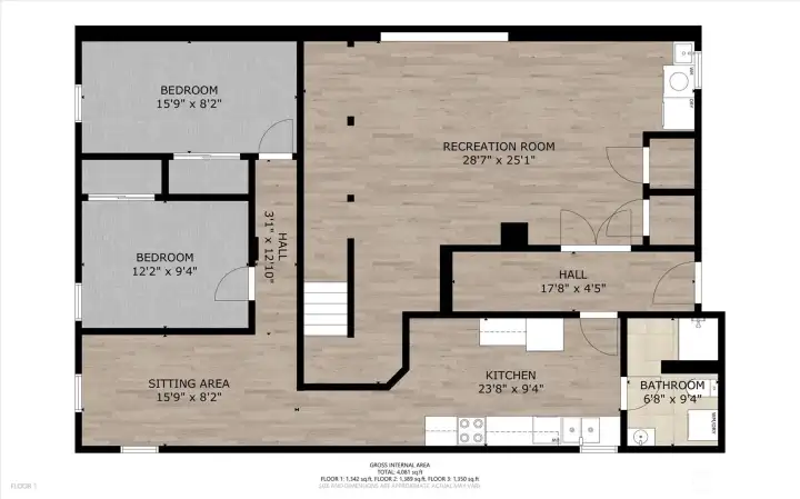 Lower level floor plan.
