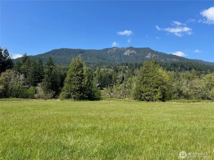 Facing northwest, view across the river to Davis Mountain.