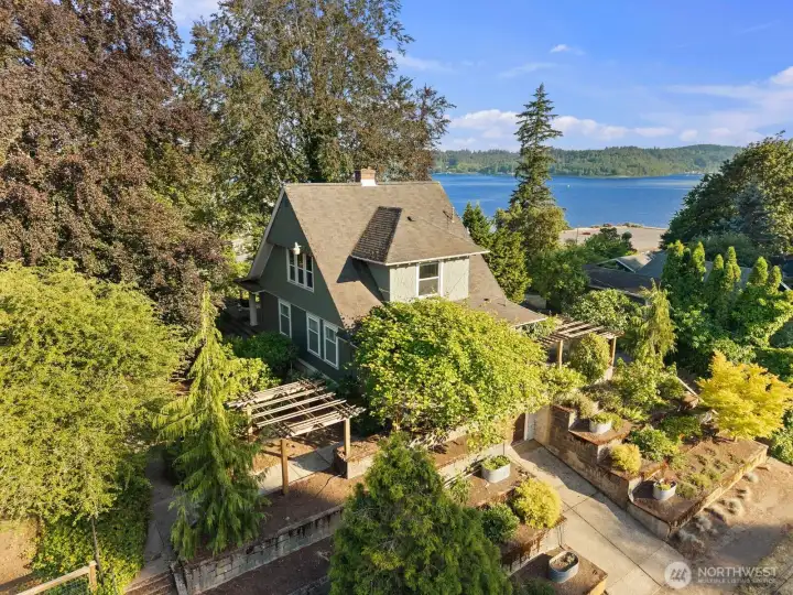 View of home and lot from drone