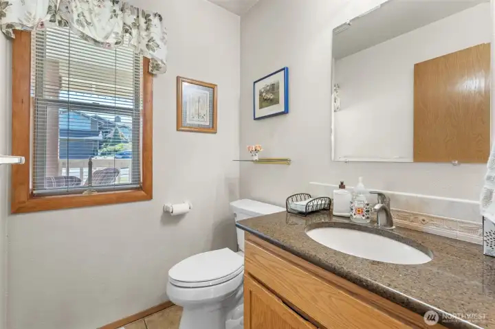 Powder room off entry Powder room off entry
