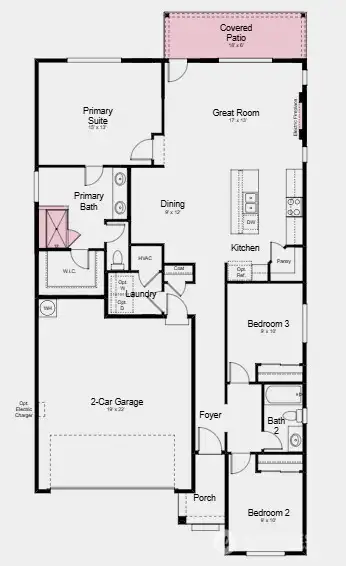 Additional Highlights Include: Upgraded front door, pendant lights over kitchen island, 8' interior doors, and deluxe shower at primary bath.