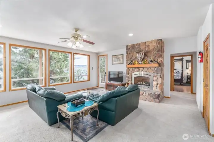 Stone fireplace, lake views, like a second home