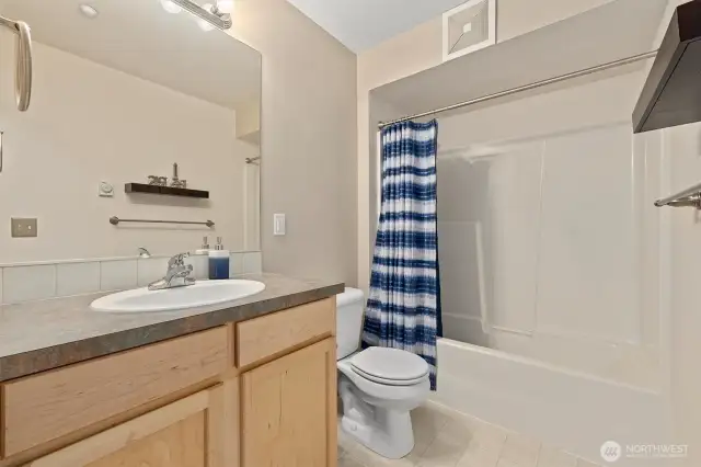 Hall bathroom is a full bath giving this unit two full bathrooms!!!