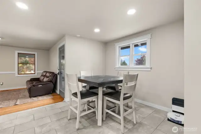 Dining nook with view to the backyard.