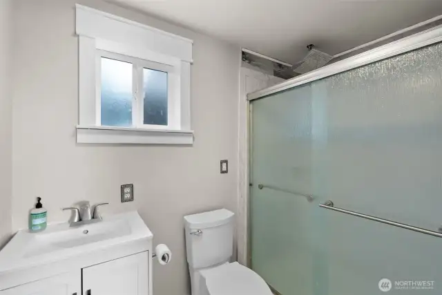 Bathroom with shower.