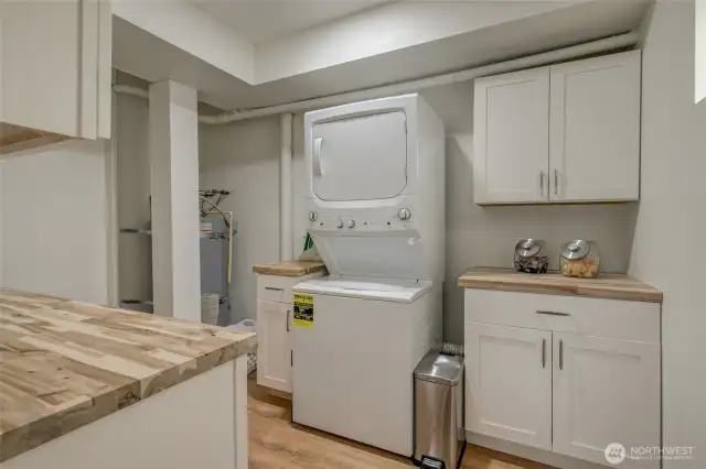 Newly updated laundry room with lots of storage