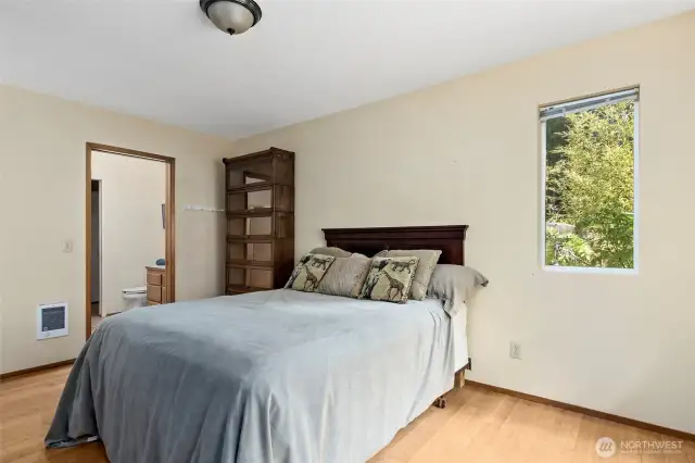 The main bedroom has two large closets and attached bathroom.