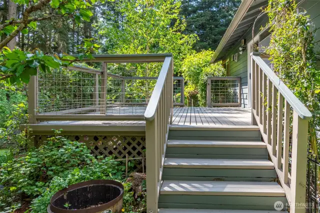 Stairway to the back deck from the back yard