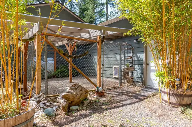 fabulous fenced in dog area off the garage!