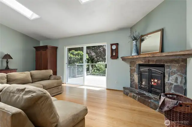 Custom propane fireplace and mantel.