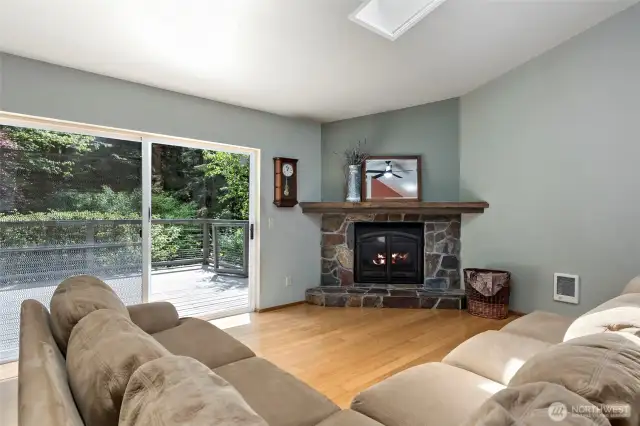 Solid wood bamboo flooring throughout the home.