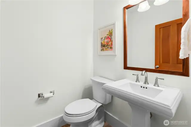 The half bathroom on the main level off of the back mud-room area.