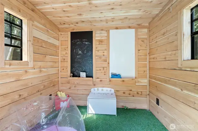 Cedar lined playhouse with electricity.
