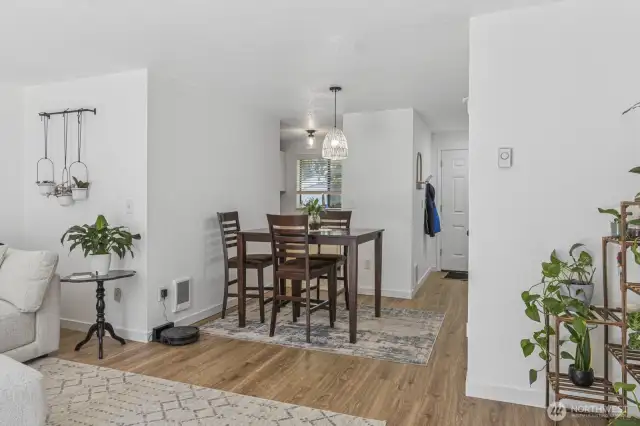 Open layout with blended dining room.