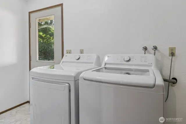 Laundry/mudroom with access door to backyard. Washer and dryer hookups available.