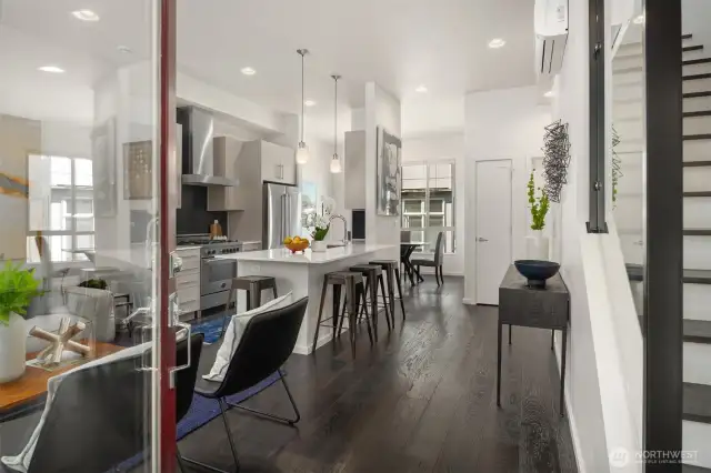 Dark hardwood floors, fresh paint, and tons of natural light.