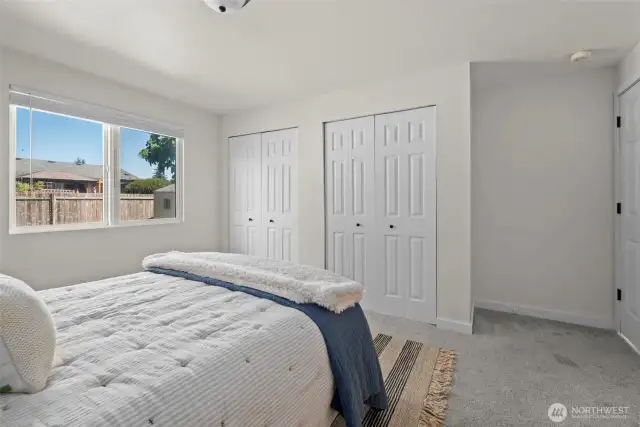 Dual closets in the primary bedroom offers plenty of storage!