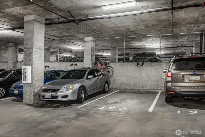 Large 1st parking space #127 on level B off the elevator.