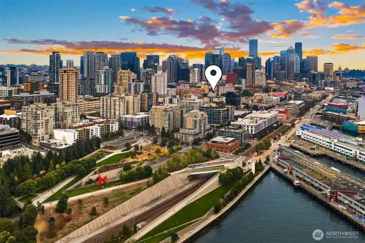 The Seattle Sculpture Park is just a stroll away.