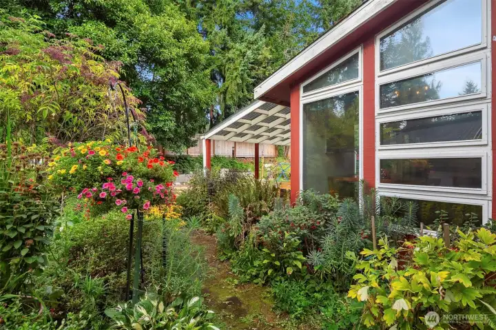 The gorgeous side yard speaks for itself, overflowing with beautiful fauna.