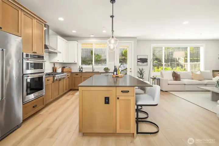 Love the kitchen window looking directly into the backyard.