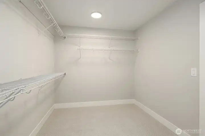 Wonderful walk-in closet, customize for your own needs.