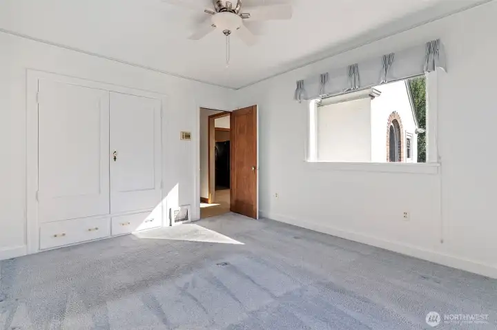 Bedroom features original built-in closet storage