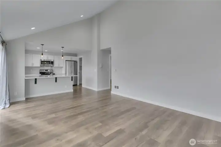 Main area/dining area and breakfast bar.