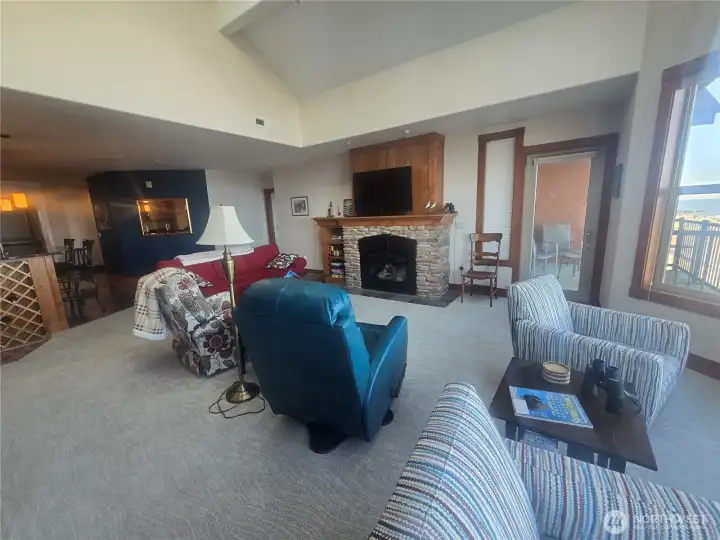 Living room and fireplace