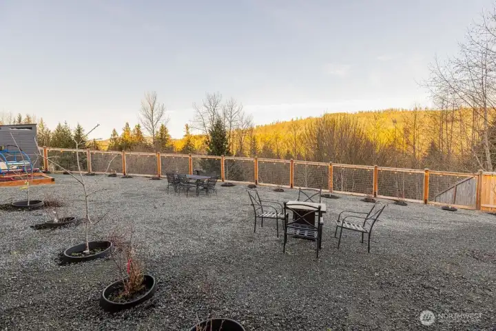 New Orchard with irrigation system. Separate from Backyard to keep garden area safe.