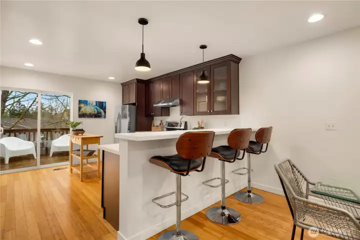 Perfect spot for light fare or conversations with the chef at the breakfast bar.