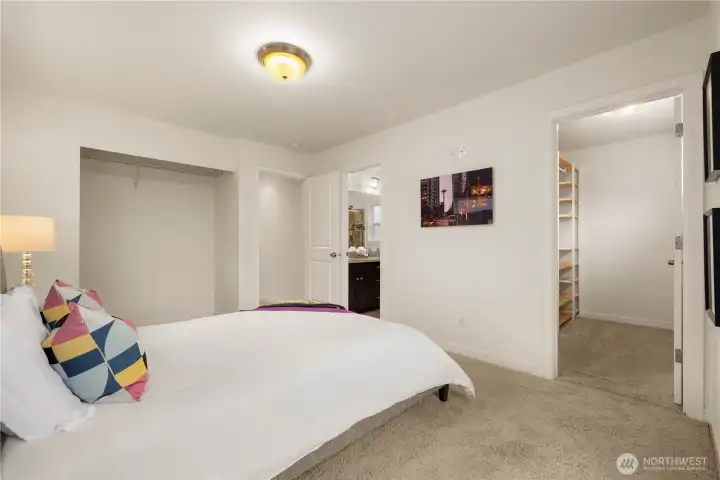 There are multiple closets in the primary.