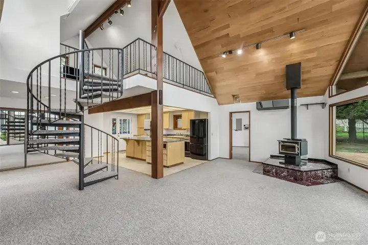 The loft allows for extra living space.