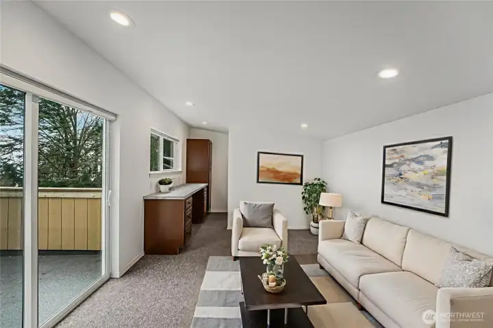 The upstairs of the shop virtually staged.