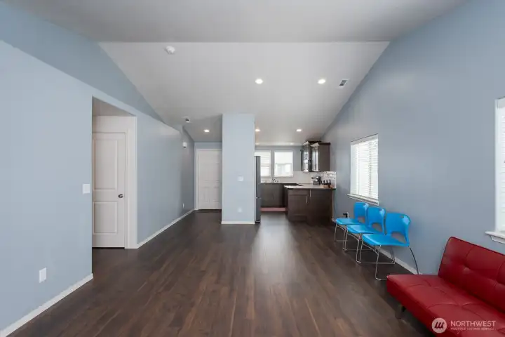 Vaulted ceilings adding to the spaciousness.