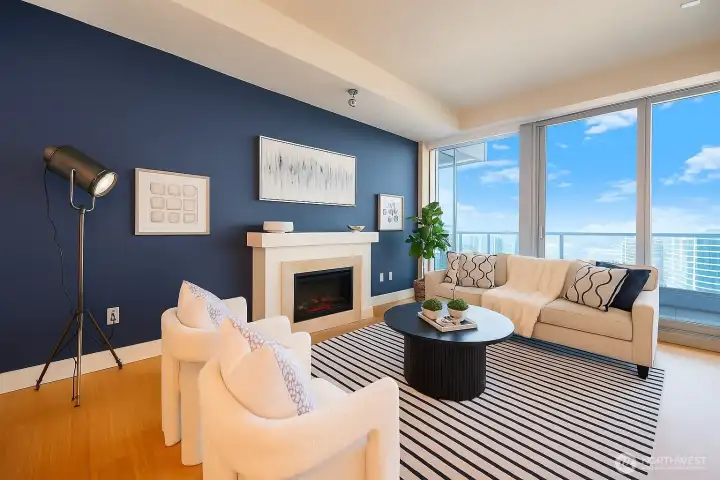 2908 -Living area with a cozy fireplace