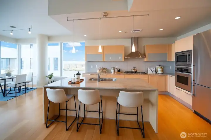Large island in Chef's kitchen