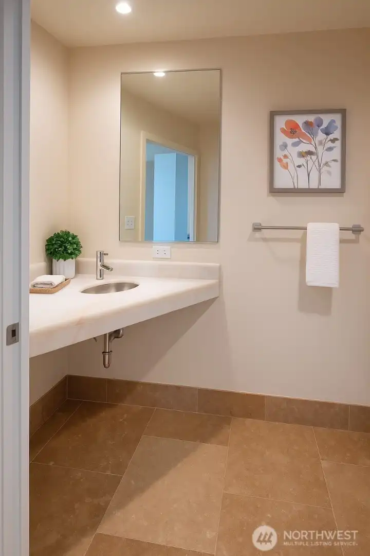 Powder room for guest in unit