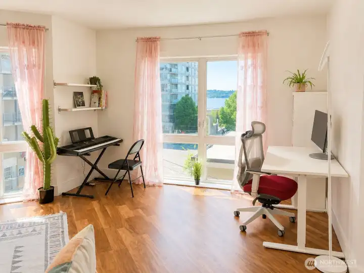 Living room with a partial view on the sound