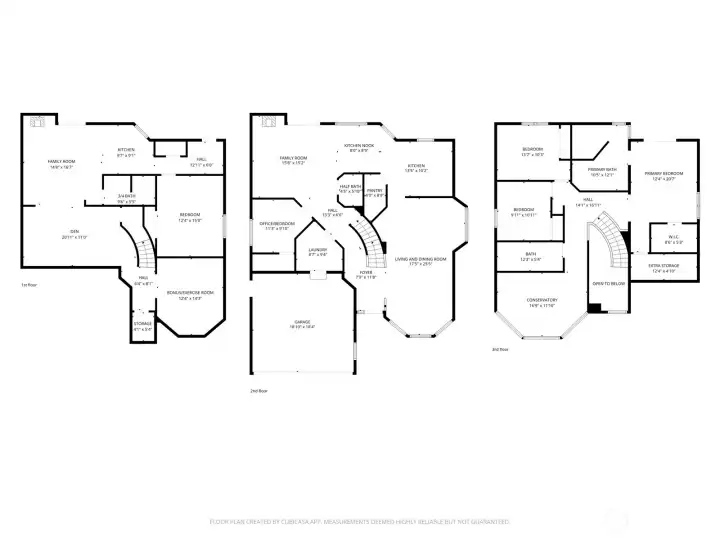 Approximate floor plans of each level, for reference.