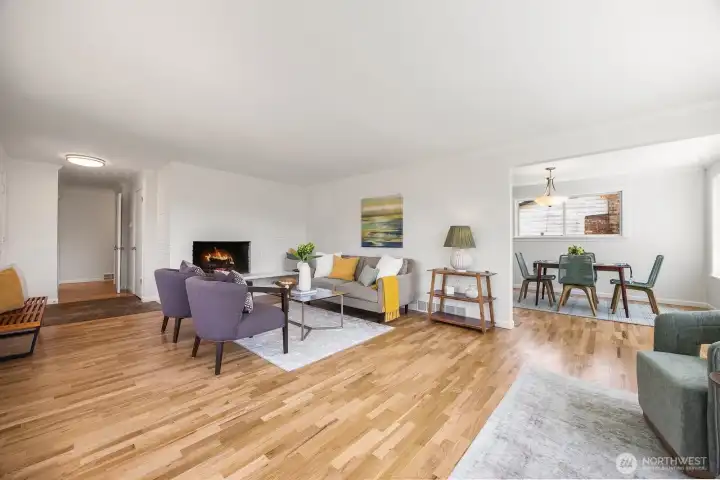 From the living room towards the dining area, then kitchen, laundry room, bathroom, then around to the bedrooms circling back to the living room. Super smart floor plan! From the living room towards the dining area, then kitchen, laundry room, bathroom, then around to the bedrooms circling back to the living room. Super smart floor plan!