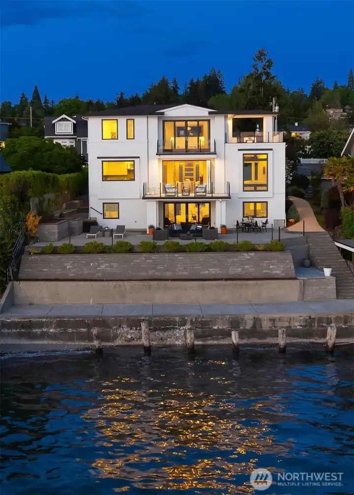 97 feet of pristine Puget Sound waterfront complete with boat house and bulkhead.