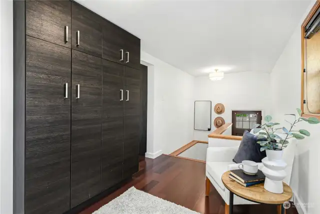 Office nook or future mudroom off backdoor entry