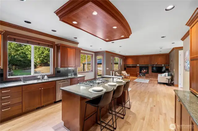 Granite slab counters and backsplash