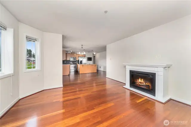 You will love the easy-care laminate floors and the cozy electric fireplace.