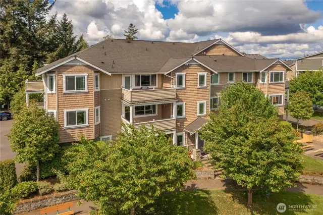 Top floor means you have your own private balcony, with lovely views of the pond.