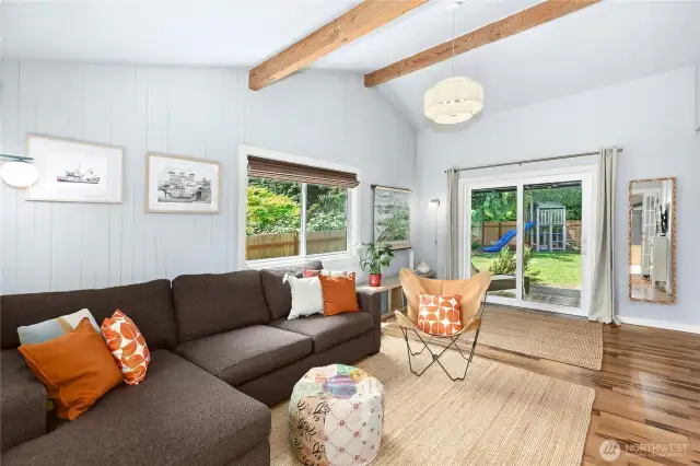 Lovely vaulted ceilings in this room too with easy connection to outdoor spaces.