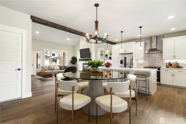 Sample staged photo of the Kitchen/Dining area.  Sample interior photo only, not the actual house.
