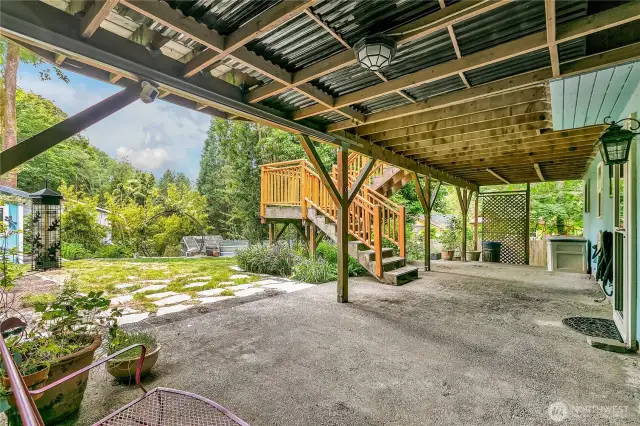 Staircase leading to peaceful garden